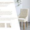 2pcs Beige Fabric Dining Chairs Button-Tufted Upholstered Armchairs with Rivets