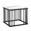 Nesting Coffee Table Set Metal Square Stacking Side Tables Marble-Look Tabletop