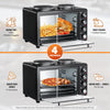36L Mini Oven Hob Cooker Grill With Electric Hob Double Hotplate Table Top Black