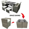 Rattan Garden Sofa Furniture Set Table Chair Stool 8 Seater Outdoor Patio Grey