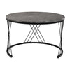 Round Coffee Table Set of 2 for Living Room White & Grey Stacking Nesting Table