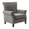 Upholstered Velvet Armchair Wing Back Occasional Chair Fireside Seat Wood Legs