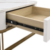 Nesting Coffee Table Side Table with Drawer Marble Exterior Square Set of 2