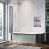 Over Bath Shower Screen 4 Folding Black Frame Safety Clear Glass Panel 1000x1400