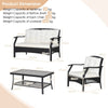 4 Pieces Patio Furniture Set Outdoor Rattan Conversation Sofa Set w/ Cushion
