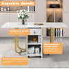 Folding Dining Table Kitchen Rolling Drop Leaf Table with Storage Cupboard