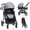 2 in 1 Baby High Landscape Stroller Foldable Toddler Reversible Stroller Grey