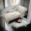 Elegant Upholstered Cream Chaise Longue Sofa with Right Armrest for Cozy Lounge