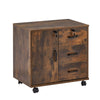 Brown Office Filing Cabinet Mobile Printer Stand File Storage 3 Drawer 4 Wheels