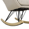 White Velvet Rocking Chairs High Back Recliner Sofa Tub Armchair Wood Legs