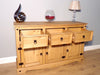 Corona 3 Door 3 Drawer Sideboard – Solid Pine Rustic Waxed Wood Cabinet Unit