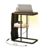 LED Side Table 3 Color Lighted Bedside Sofa End Table with Storage Pocket Brown