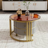 Nesting Coffee Tables Set Round Stacking Side Tables Living Room Furniture Grey
