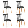 4 Pack Windsor Dining Chairs Black Spindle Back Curved Seat Solid Wood Legs