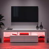 TV Stand White Modern Entertainment Units Living Room 2 Drawers with LED Lights