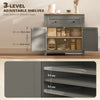 Kitchen Sideboard Storage Cabinet with Drawer & Adjustable Shelves Grey & Oak UK