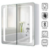 Double Door Bathroom Mirror Cabinet with Lights/Socket/Bluetooth/Demister/Shelf