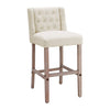 Bar Stools Set of 2 Velvet Fabric Counter Height Bar Chairs with Wood Legs