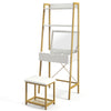 Vanity Table and Stool Set Small Ladder Makeup Dressing Desk with shelves