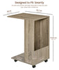 C Shaped Side End Table Rolling Bedside Table Coffee Table with Storage Shelves