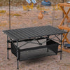 Foldable Aluminum Camp Table with Mesh Shelf – Lightweight, Roll-Top & Portable