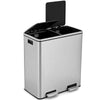 Metal Step Trash Can 60L Step Trash Garbage Can W/Dual Compartments