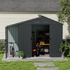 10x6FT Outdoor Garden Metal Storage Shed House w/Open Sheds for Tools Bike
