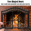 Magnetic 2 Doors Fireplace Screen Gate Large Spark Fire Guard Mesh Protector