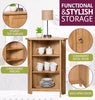 Corner Storage Cupboard, Small Oak Wooden Low Cabinet with 1 Adjustable Shelf