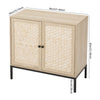 80cm Sideboard Buffet Cabinet Floor Storage Cabinet with 2 Bamboo Woven Doors