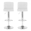 2x Chrome & Height Adjust Swivel Faux Leather Kitchen Breakfast Bar Stool