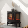 Black Electric Fireplace Log Burning Flame Stove Fire Heater Thermal Wood 1800W