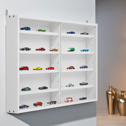 5 Tier Display Cabinet Insert/Wall Mounted Wooden Model Cupboard Shelves Storage