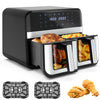 9L Dual Zone Digital Air Fryer Oven Cooker With 8 Cooking Functions Oil Free NEW