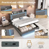 Ottoman Storage Upholstered Bed Frame with LED Lights 4ft6 Double Size Bed Grey