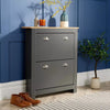 2 Door Shoe Cabinet Graphite Grey Oak Hallway Storage Cupboard