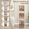 Home Collapsible Organizer 6-Cube Stackable Storage Bins w/ Doors-White
