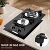 Kitchen Gas Stove LPG Gas 2 Burner Hob Glass Cooktop Camper Van Camping Cooker