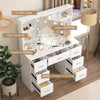 Makeup Dressing Table w/ 7 Drawers & Dimmable LED Lights Mirror Vanity Stool Set