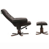 Faux Leather Swivel Recliner Chair Wooden Base w/Foot Stool Armchair Home Office