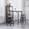 3Pcs Bar Table Stools Set 2 Bar Stools for Breakfast Pub Counter Small Apartment