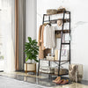 Industrial Open Wardrobe Clothes Rail Rack Bedroom Rustic Wood Metal Frame Shelf