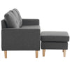 Modern L-Shaped Corner Sofa with Footstool Fabric 2 3 Seater Sofa Couch Grey