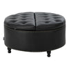 Round Storage Ottoman Stool Seat Upholstered Coffee Table for Living Bedroom