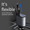 Retractable Car Charger 4 in 1 Car Charger 100W Car Phone Charger 2x Cables