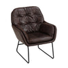 Distressed Faux Leather Armchair Metal Frame Single Sofa Tub Accent Chair Lounge