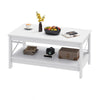White 2-Tier Wooden Coffee Table with Storage Shelf, 100cm, for Living Room