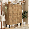 Modern Wood Shoe Storage Unit w/ 5 Compartments & Black Handles, 80x35x110cm