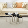 Nest of 3 Black Clear Tempered Glass Side End Lamp Sofa Tables Nested Tables