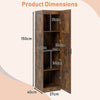 4-Tier Freestanding Floor Cabinet with Door-Brown